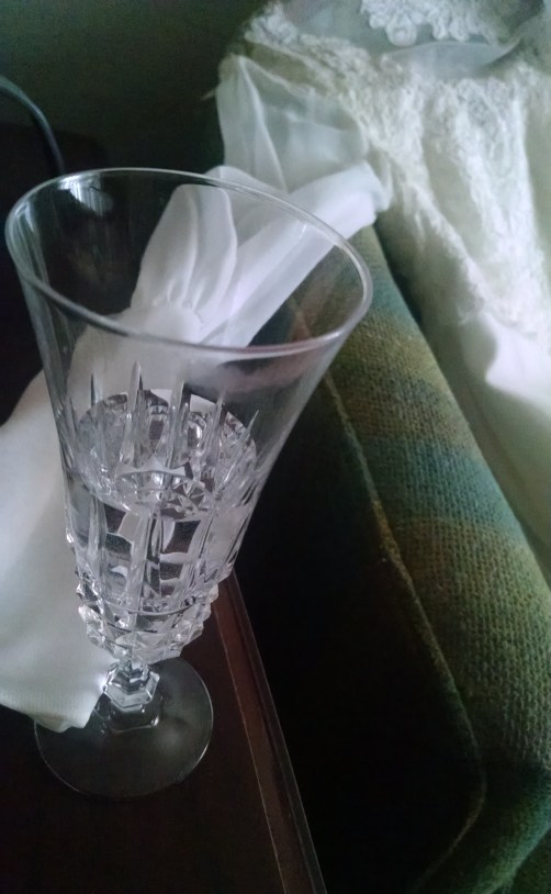 Something Borrowed photoshoot William Cahill vintage dress with vintage styled flute