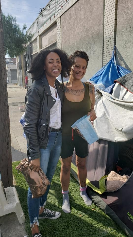 Cynthia loves makeup and eyelashes, so we brought her an early Christmas present